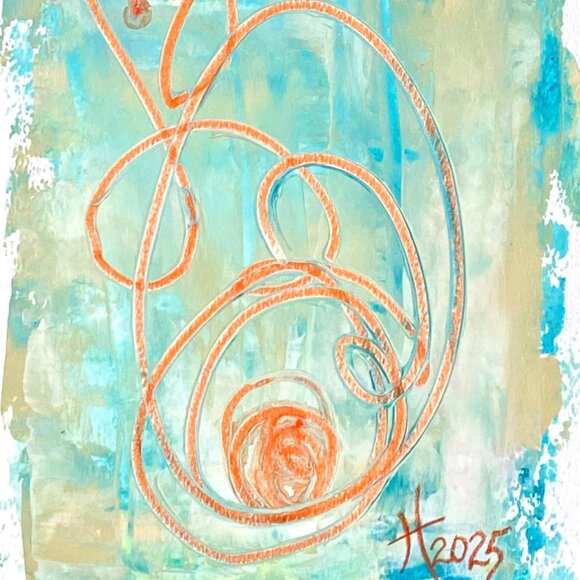 Tipping Point Original Wall Art Acrylic Painting Matted 8x10in Frame Ready - Picture 1 of 5